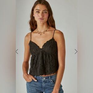 NWT Lucky Brand Black Lace Skinny Strap Tank